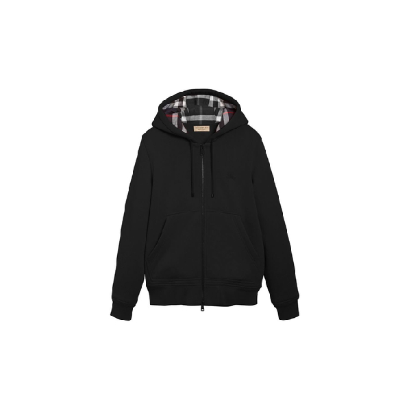 burberry check detail jersey hooded top