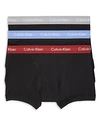 Calvin Klein Trunks, Pack Of 3 In Black/burgundy/blue/gray