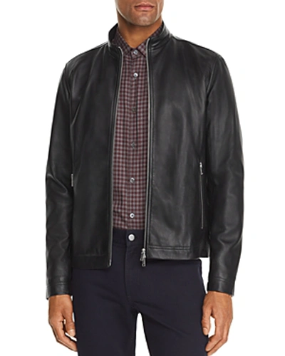 Theory Kelleher Morvek L Leather Jacket In Eclipse