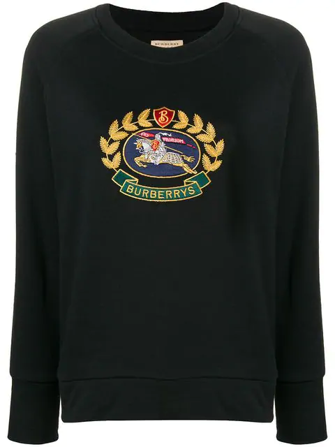 burberry embroidered crest jersey sweatshirt