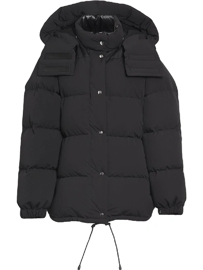 Burberry Detachable Hood And Sleeve Down-filled Puffer Jacket In Black