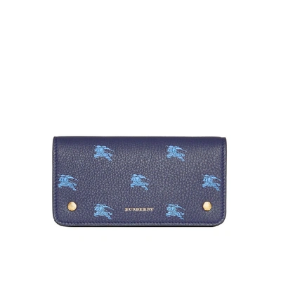 Burberry Ekd Leather Phone Wallet In Regency Blue