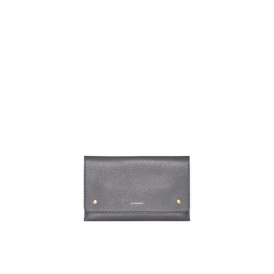 Burberry Two-tone Leather Wristlet Clutch In Charcoal Grey