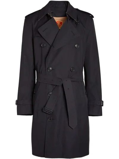 Burberry Cotton Gabardine Trench Coat With Warmer In Midnight