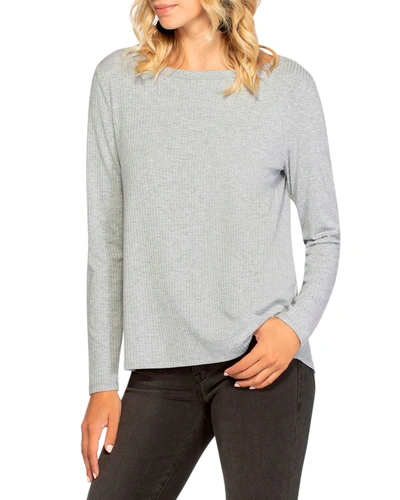 Avec Les Filles Sport Tie-back Rib-knit Tee In Light Heather