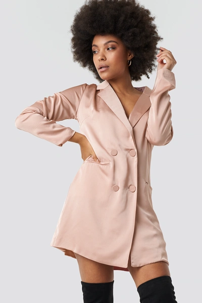 Glamorous Satin Suit Dress - Pink In Blush Pink