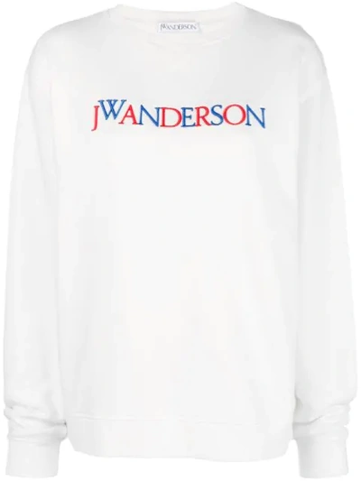 Jw Anderson Embroidered Logo Sweatshirt In White