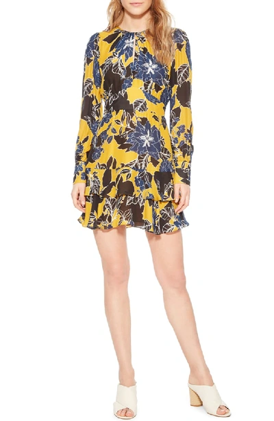 Parker Hayley Floral Tiered Ruffled A-line Dress In Canary Gianna