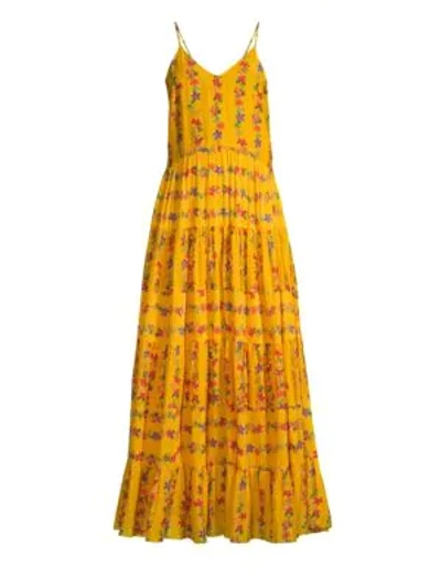 Carolina K Floral Cami Maxi Dress In Flower Stripe Sunshine