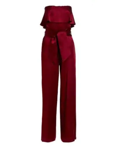 Carolina Ritzler Julie Strapless Popover Jumpsuit In Bordeaux