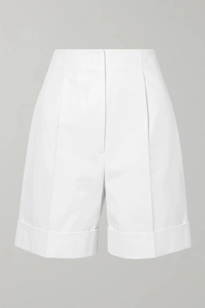 The Row Abby Cotton-twill Shorts In White
