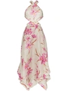 Zimmermann Corsage Floral Cutout Scarf Maxi Dress In Fuchsia