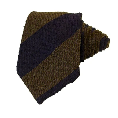 40 Colori Brown & Navy Striped Textured Silk Tie