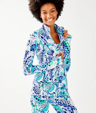 Lilly Pulitzer Luxletic Serena Zip-up In Maldives Green Hype It Up