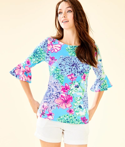 Lilly Pulitzer Fontaine Bell Sleeve Top In Multi Flowers And Friends