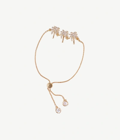 Lilly Pulitzer Sparkling Palm Trees Pull-tie Bracelet In Gold Metallic