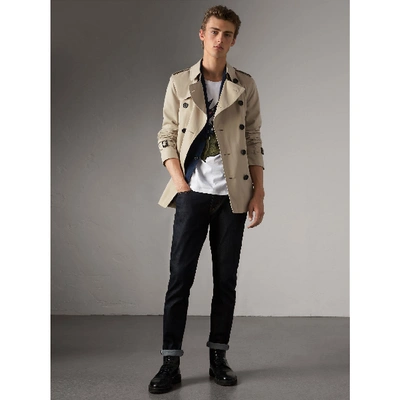 Burberry The Kensington – Short Trench Coat In Stone ModeSens