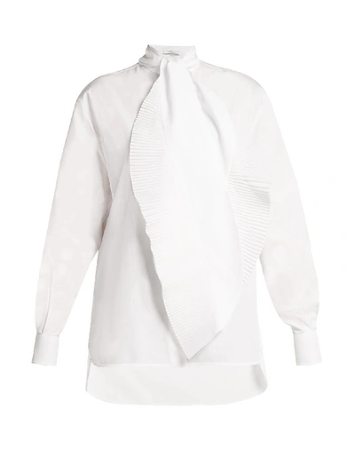 Givenchy Poplin Blouse With Removable Plissé Scarf In White