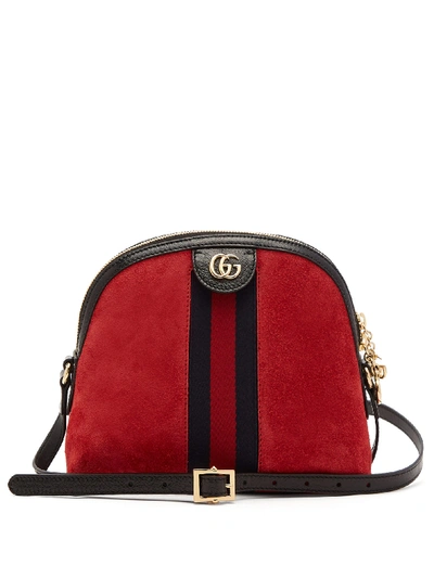 Gucci Ophidia Suede Cross-body Bag In Red