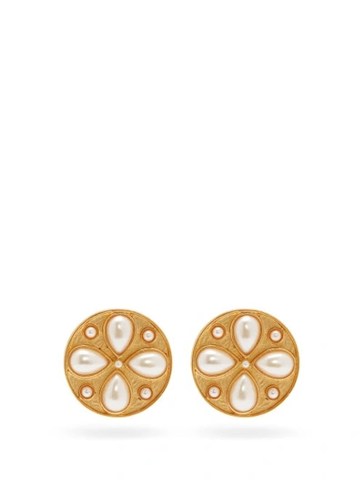Rebecca De Ravenel Pamina 24k Goldplated & Swarovski Crystal Stud Earrings In Silver