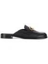 Ferragamo Gancini Mule Slippers In Nero Chiaro