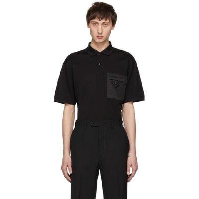 Prada Black Nylon Pocket Polo