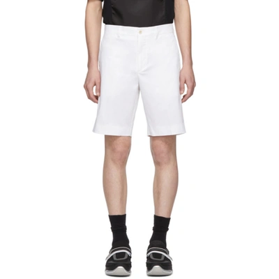 Prada White Gabardine Shorts In Bianco