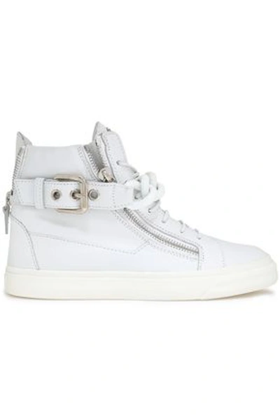 Giuseppe Zanotti London Chain-embellished Leather High-top Sneakers In White