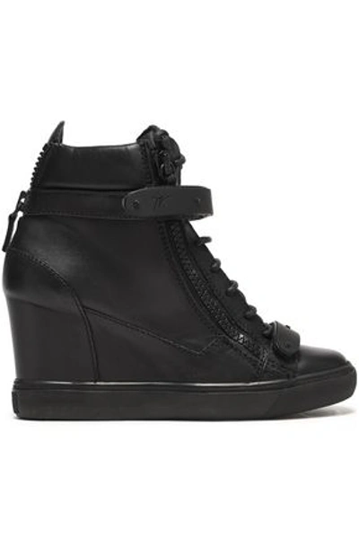 Giuseppe Zanotti Woman Leather Wedge Sneakers Black