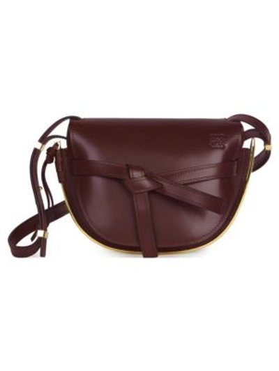 Loewe Small Gate Leather Saddle Bag In Oxblood