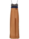 Prada Empire Line Long Dress In Brown