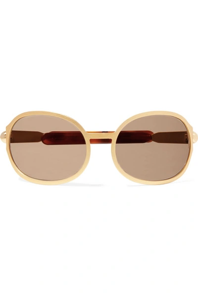 Chloé Oversized Oval-frame Gold-tone And Acetate Sunglasses