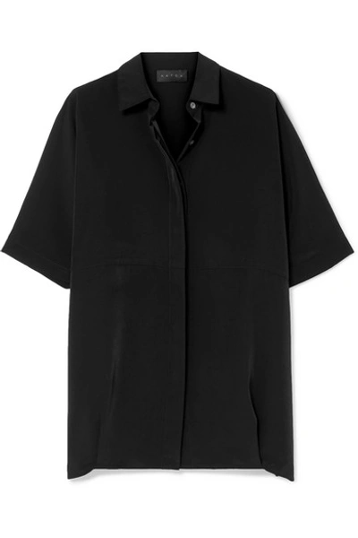 Hatch The Button Down Crepe De Chine Shirt In Black