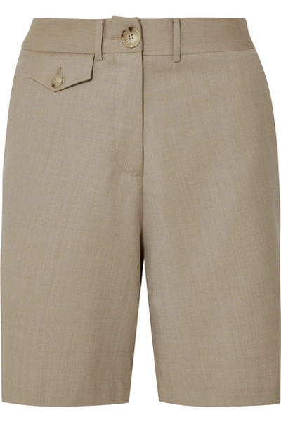 Anna Quan Patsy Wool-blend Shorts In Beige