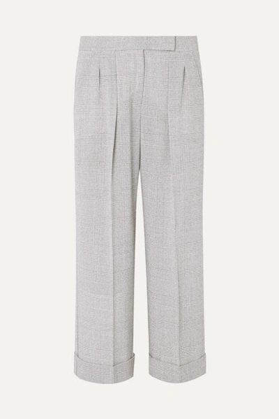 Max Mara Dax Cropped Prince Of Wales Checked Wool Wide-leg Pants In Grey