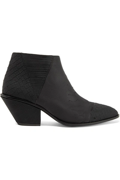 Giuseppe Zanotti Guns Embellished Croc-effect Leather Ankle Boots In Black
