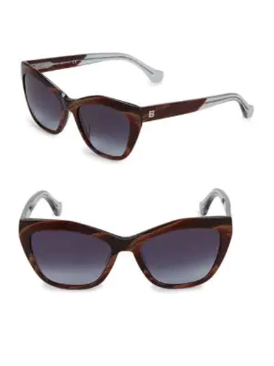 Balenciaga Wood Grain 56mm Square Sunglasses In Horn