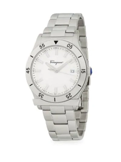 Ferragamo Logo Stainless Steel Bracelet Watch In Grey