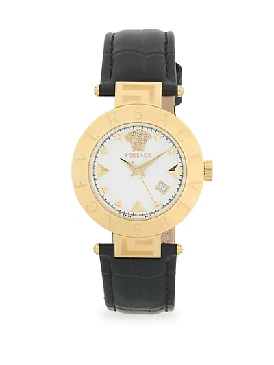 Versace Stainless Steel & Leather-strap Watch In Gold