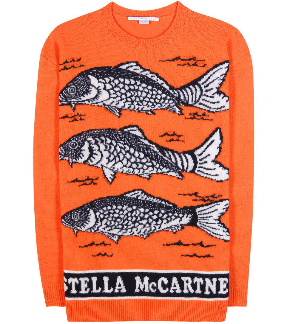 Stella Mccartney Women's Oversized Fish Intarsia Knit Sweater In Orange ...