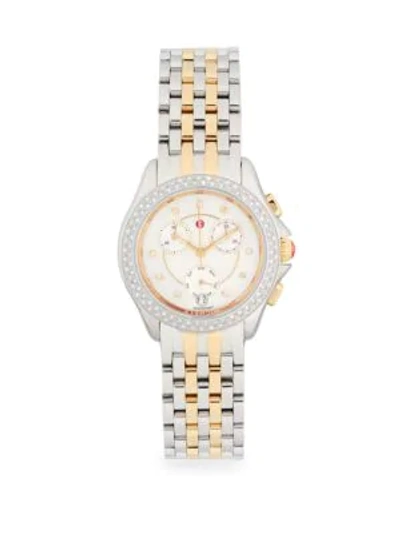 Michele Diamond & Two-tone Stainless Steel Chronograph Watch In Two Tone