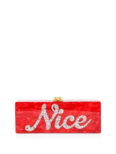 Edie Parker Flavia Naughty & Nice Acrylic Clutch In Red Mult