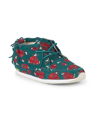 Akid Little Girl's & Girl's Stone Leopard Lips Suede Chukka Sneakers In Green Multi