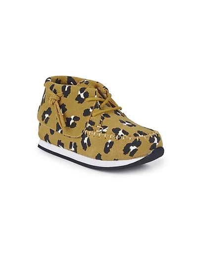 Akid Little Girl's & Girl's Stone Leopard Print Suede Chukka Sneakers In Tan