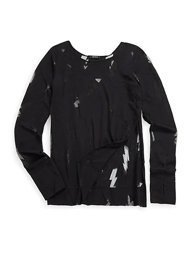 Zara Terez Girl's Pullover Lightning Print Tee In Black