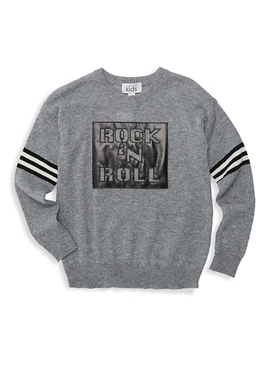 Autumn Cashmere Girl's Rock And Roll Crew Sweater In Grey