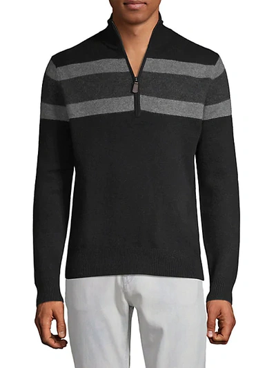 Amicale Cashmere Zip Sweater In Black
