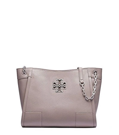 Tory Burch Britten Small Slouchy Tote In French Gray | ModeSens
