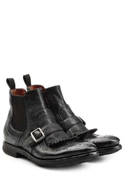 Church's Leather Ankle Boots With Fringing In Black