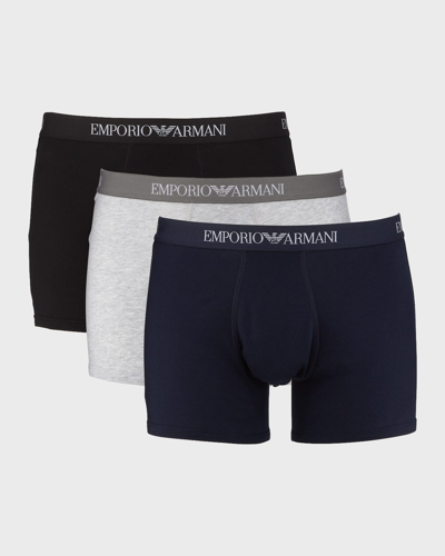 Emporio Armani Pure Cotton Boxer Briefs - Pack Of 3 In Multi